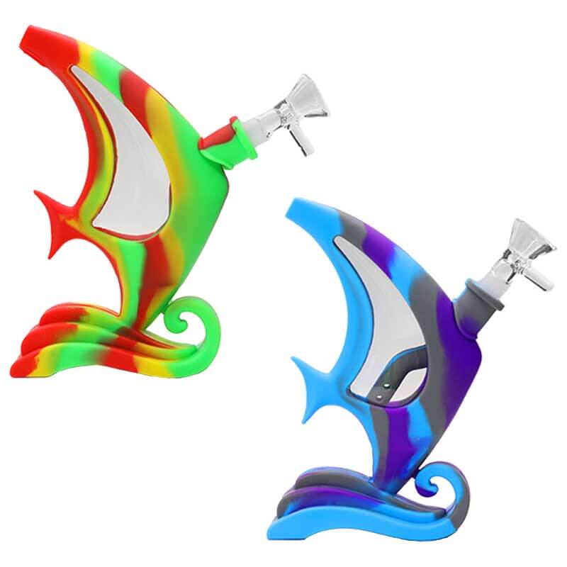 Large Angel Fish Figure Silicone Waterpipe (SL-14) | 7 inch | Assorted Colors product image